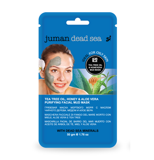 Rensende DEAD SEA MUD maske med Tea Tree Oil, honning og Aloe Vera